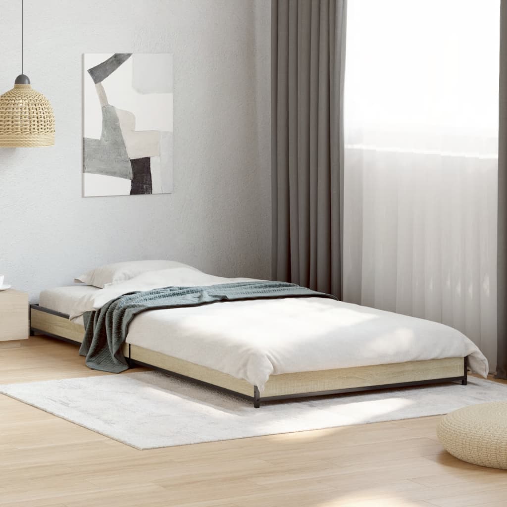 vidaXL Bed Frame without Mattress Sonoma Oak 75x190 cm Small Single