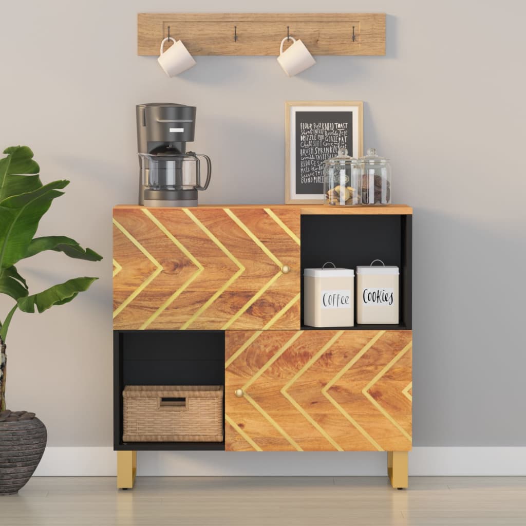 vidaXL Side Cabinet Brown and Black 80x33.5x75 cm Solid Wood Mango