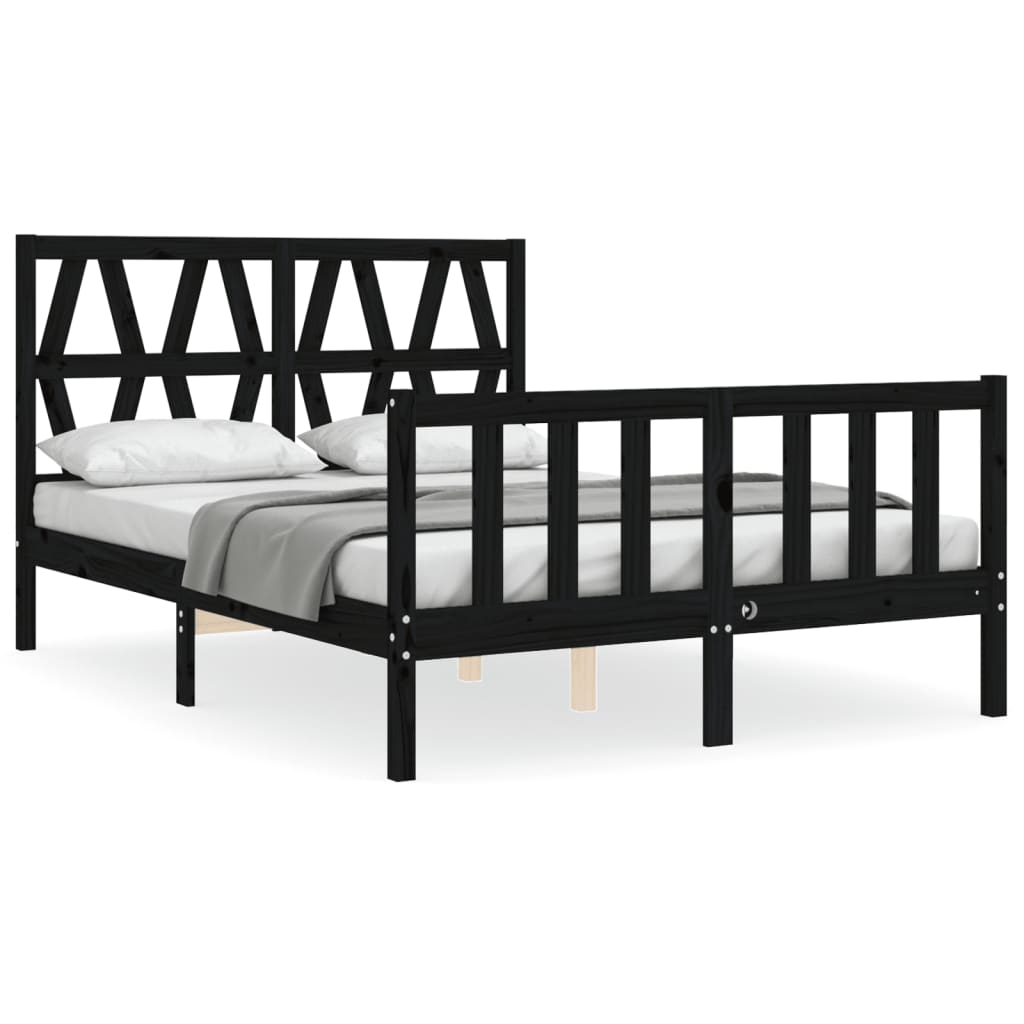 vidaXL Bed Frame without Mattress Black 140x200 cm Solid Wood Pine