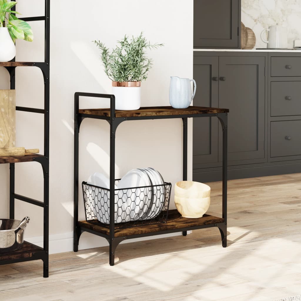 vidaXL Kitchen Trolley Smoked Oak 60.5x31x72.5 cm Engineered Wood