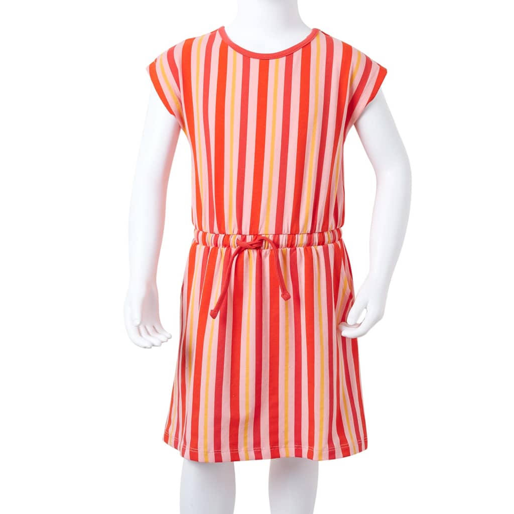 Kids' Dress with Drawstring Pink and Red 128