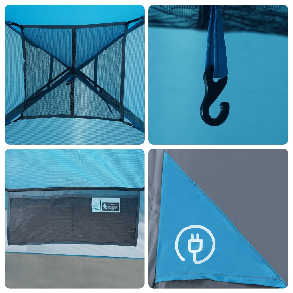 vidaXL Camping Tent Cabin 4-Person Blue Waterproof