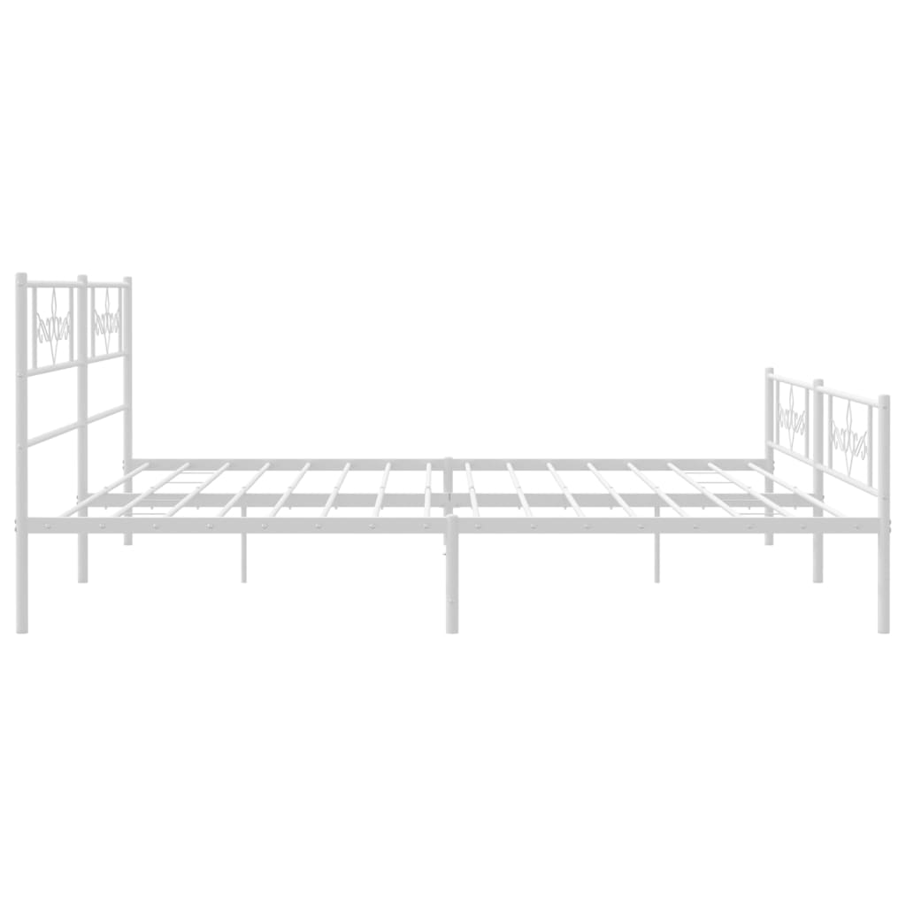 vidaXL Metal Bed Frame without Mattress with Footboard White 200x200 cm