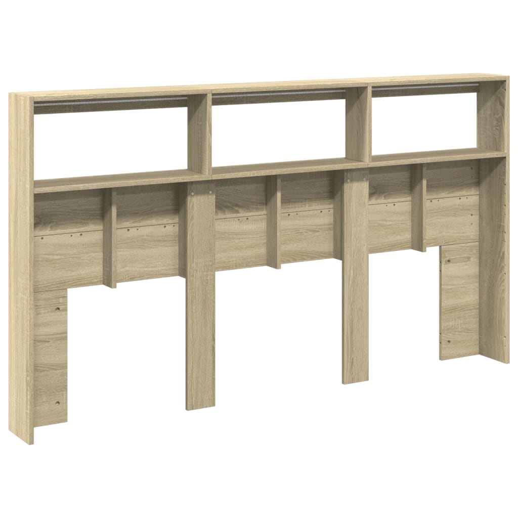 vidaXL Headboard Cabinet with LED Sonoma Oak 180x17x102 cm