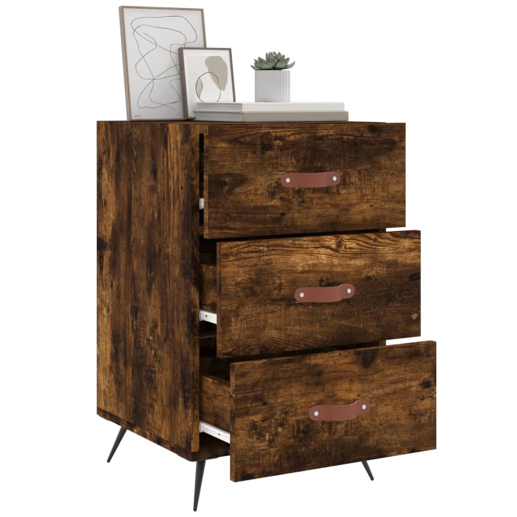 vidaXL Bedside Cabinet Smoked Oak 40x40x66 cm Engineered Wood