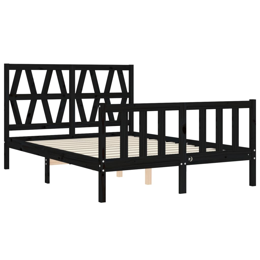 vidaXL Bed Frame without Mattress Black 140x200 cm Solid Wood Pine