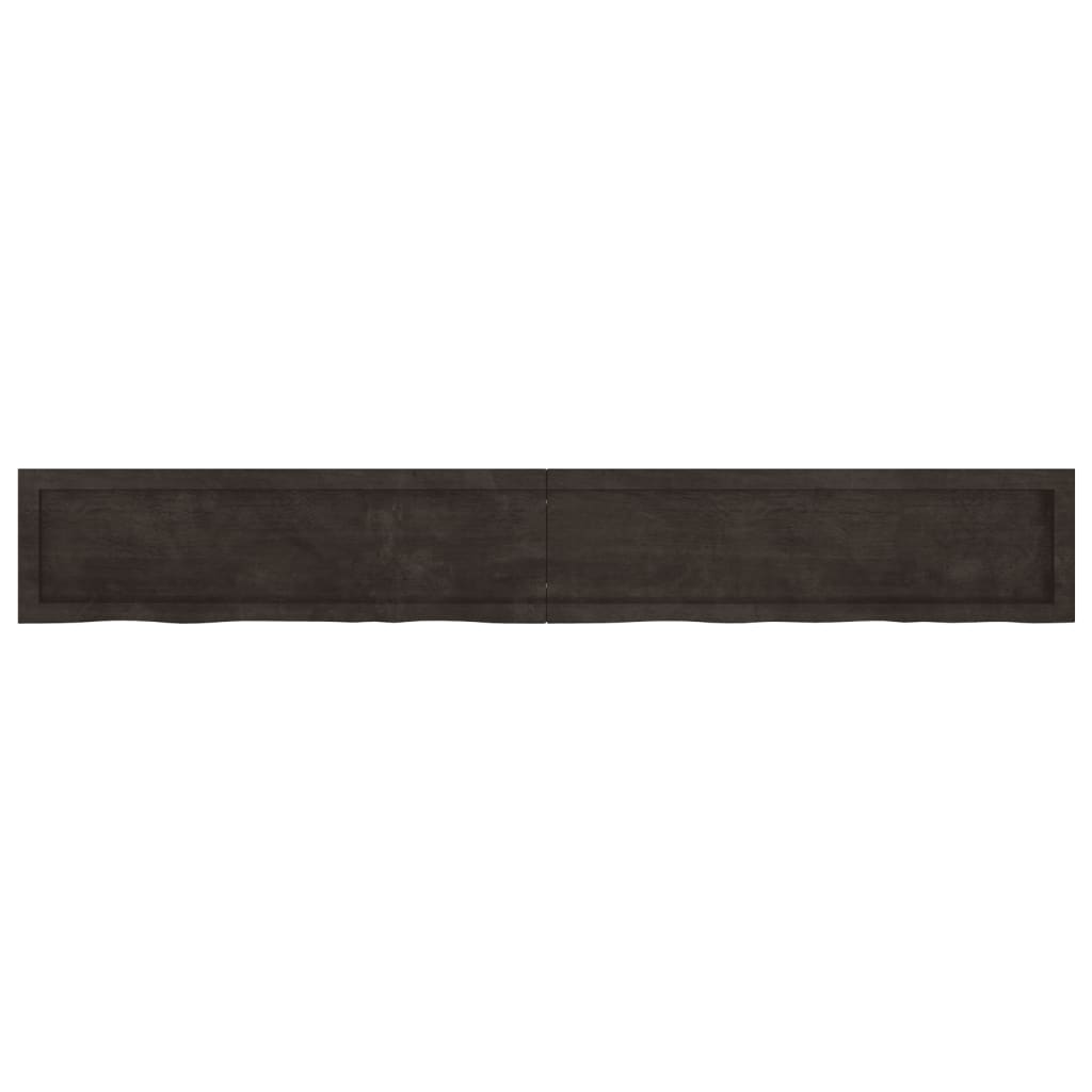 vidaXL Wall Shelf Dark Brown 200x30x(2-6) cm Treated Solid Wood Oak