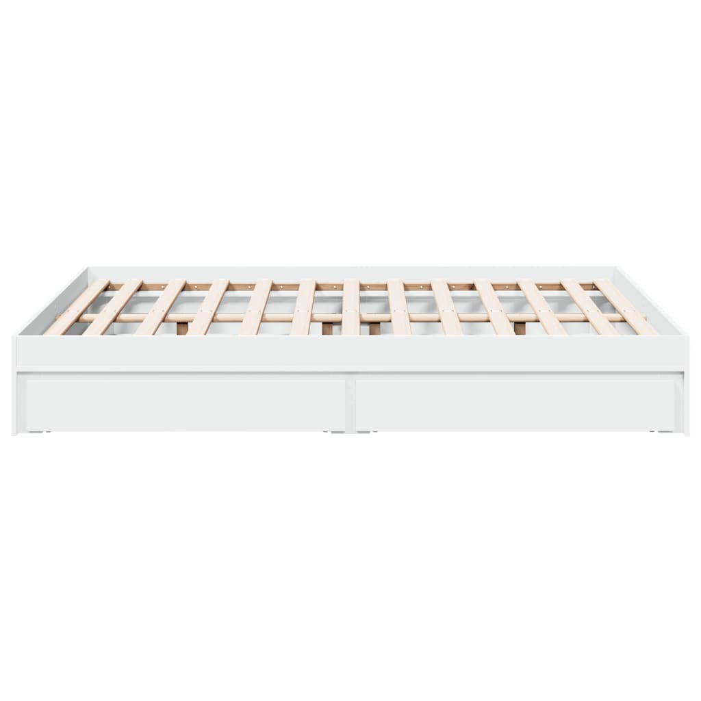 vidaXL Bed Frame with Drawers without Mattress White 135x190 cm Double