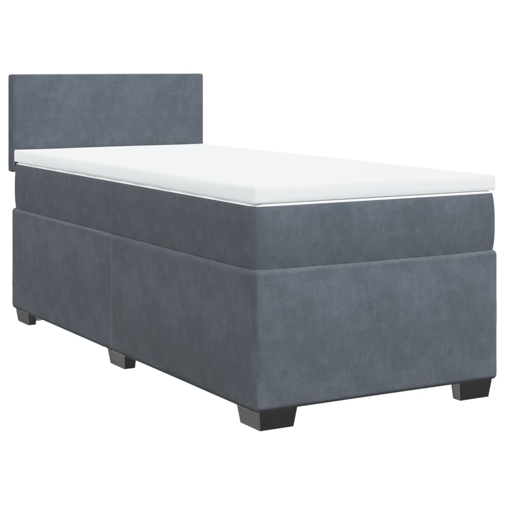 vidaXL Box Spring Bed with Mattress Dark Grey 90x190 cm Velvet