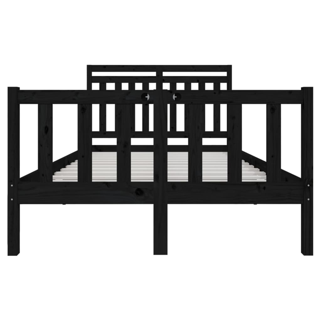 vidaXL Bed Frame without Mattress Black Solid Wood 140x200 cm (810086+814098)