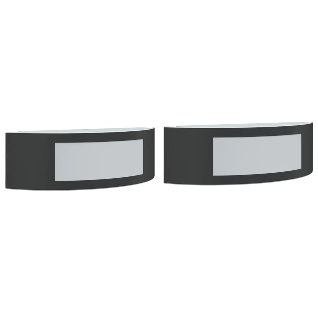 vidaXL Outdoor Wall Lights 2pcs Black Stainless Steel