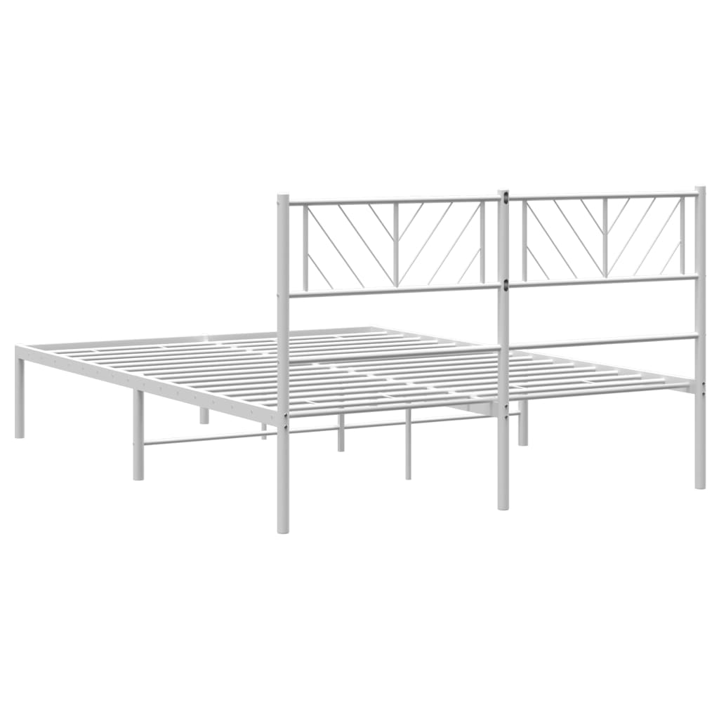 vidaXL Metal Bed Frame without Mattress with Headboard White 160x200 cm