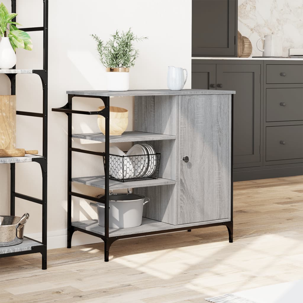 vidaXL Kitchen Trolley Grey Sonoma 87.5x38.5x84.5 cm Engineered Wood