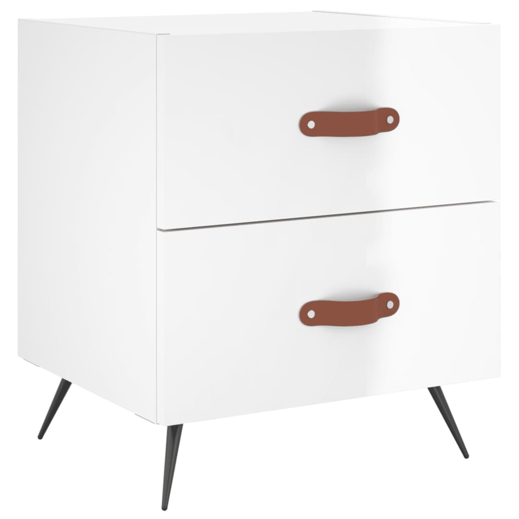 vidaXL Bedside Cabinet High Gloss White 40x35x47.5 cm Engineered Wood