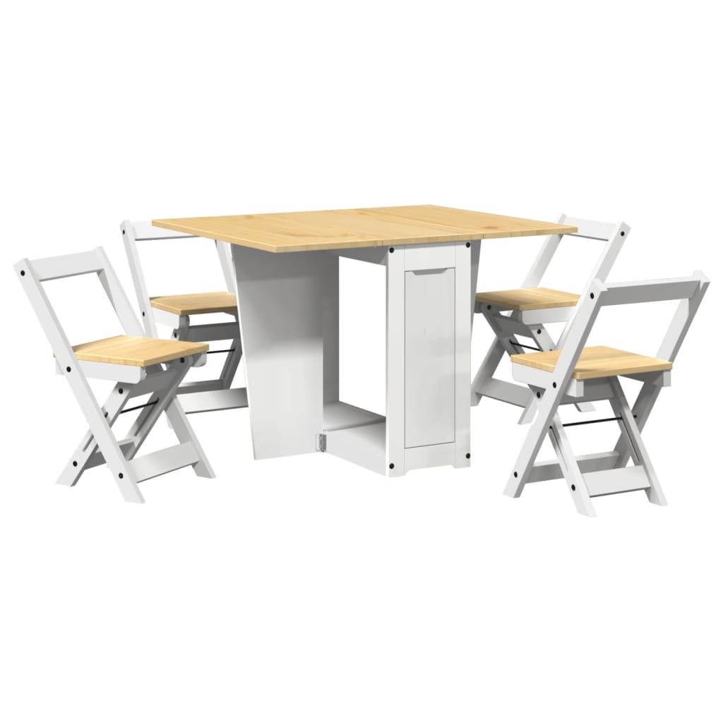 vidaXL 5 Piece Butterfly Dining Set Corona Foldable White Pinewood