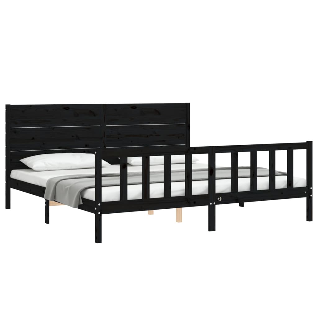 vidaXL Bed Frame without Mattress Black 200x200 cm Solid Wood Pine