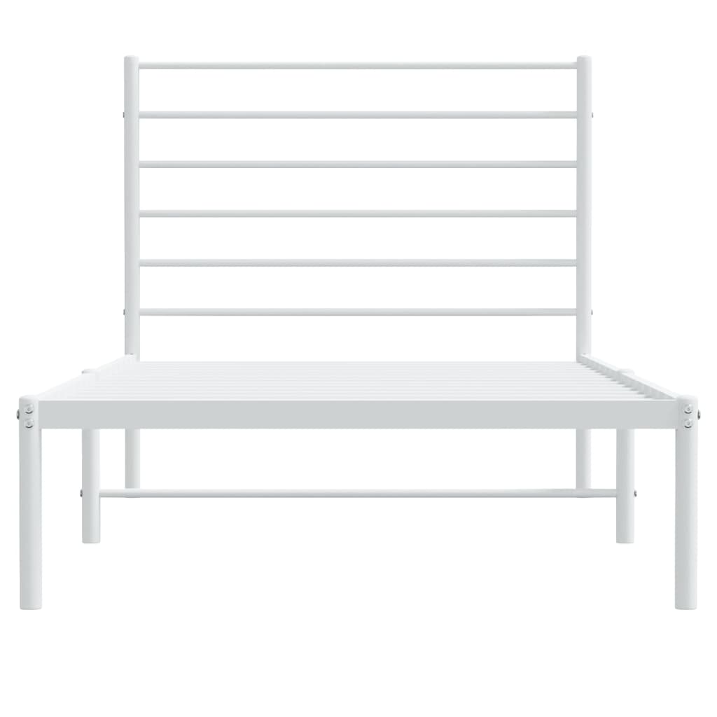 vidaXL Metal Bed Frame without Mattress with Headboard White 100x190 cm