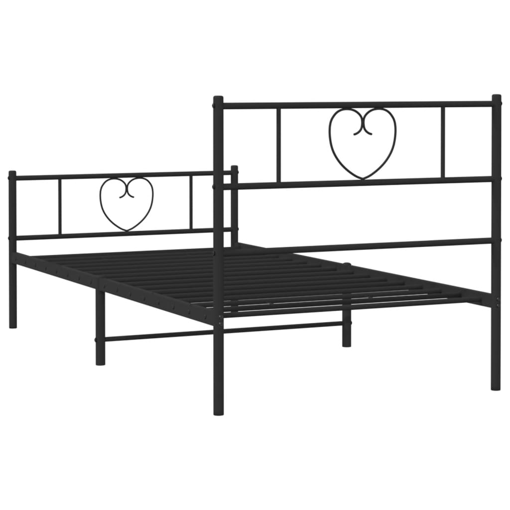 vidaXL Metal Bed Frame without Mattress with Footboard Black 107x203 cm