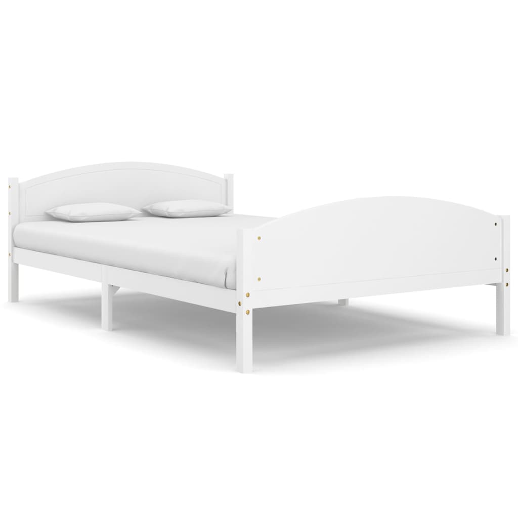 vidaXL Bed Frame without Mattress White Solid Pine Wood 140x200 cm