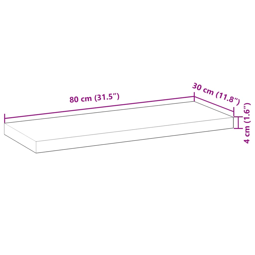 vidaXL Floating Shelves 2 pcs 80x30x4 cm Oil Finished Solid Wood Acacia