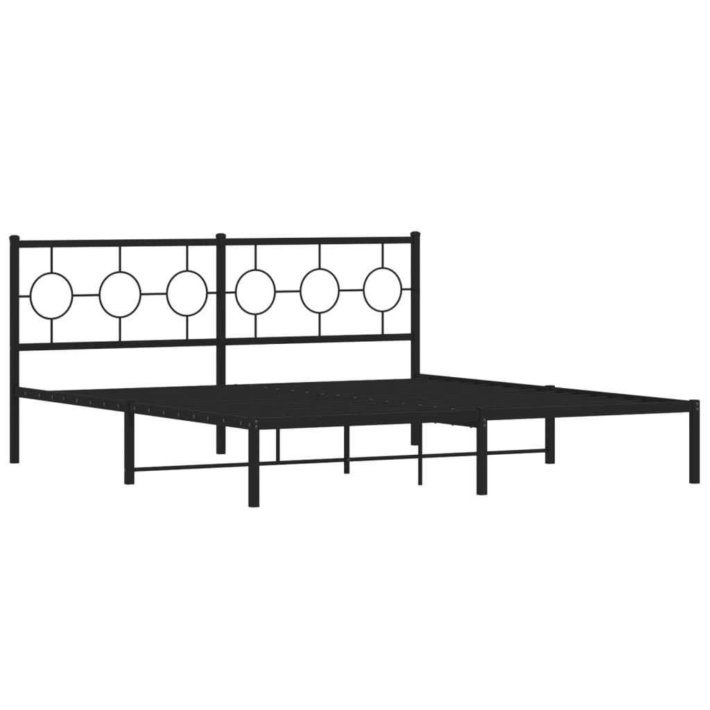 vidaXL Metal Bed Frame without Mattress with Headboard Black 183x213 cm