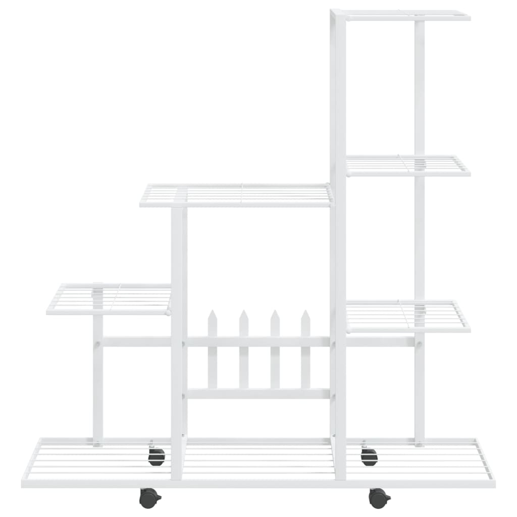 vidaXL Flower Stand with Wheel 94.5x25x92.5 cm White Metal