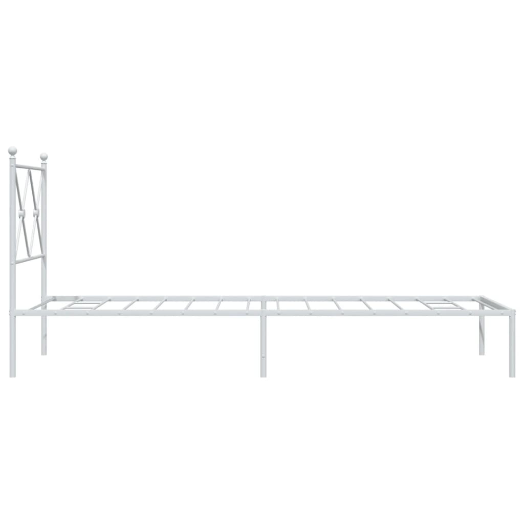 vidaXL Metal Bed Frame without Mattress with Headboard White 75x190 cm Small Single