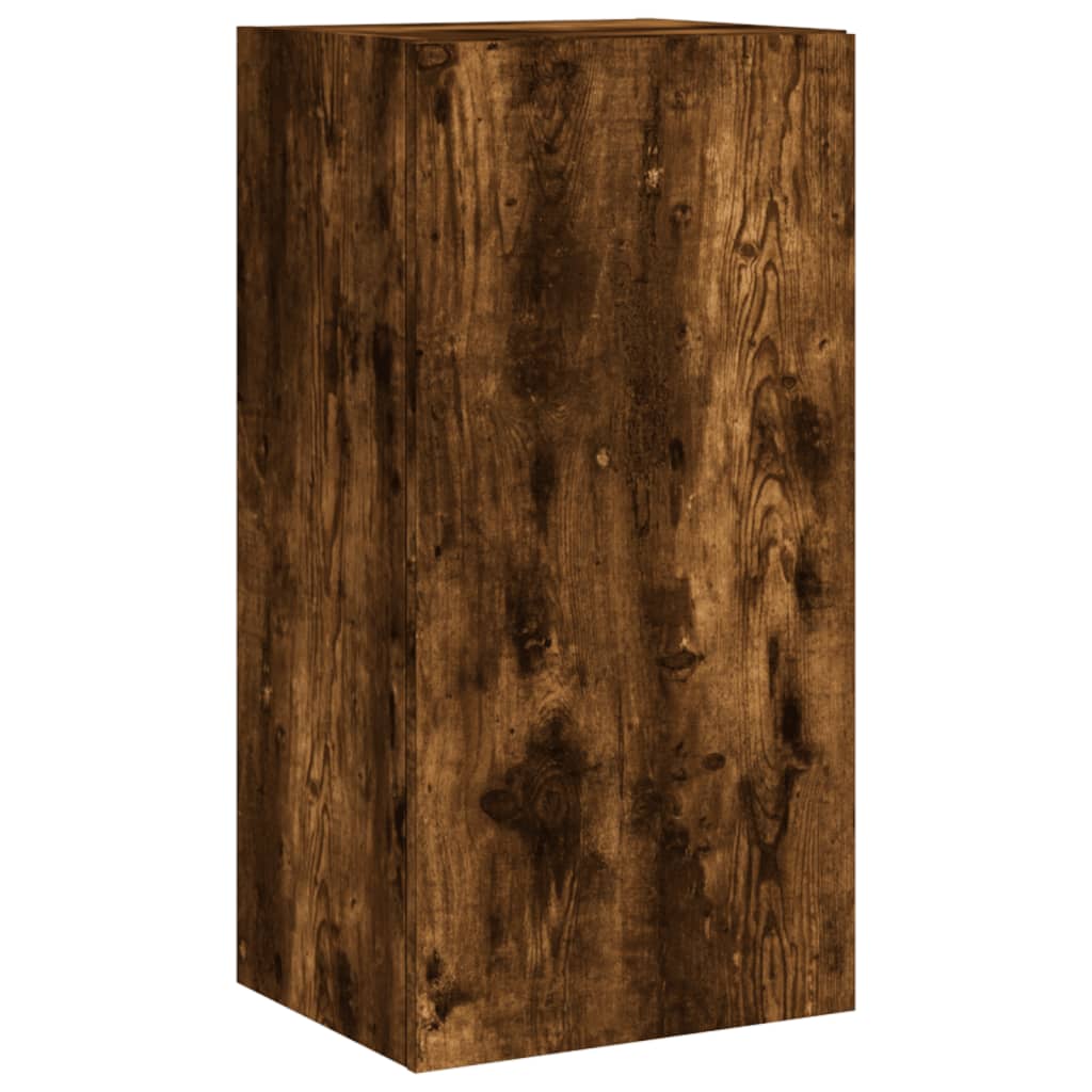 vidaXL 4 Piece TV Wall Cabinets with LED Lights Smoked Oak