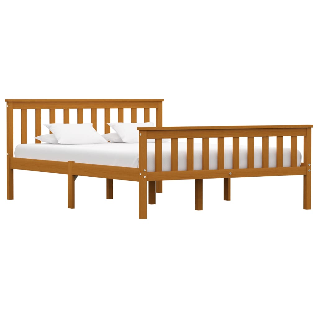 vidaXL Bed Frame without Mattress Honey Brown Solid Pinewood 140x200 cm