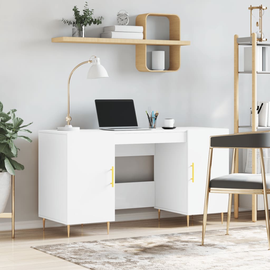 vidaXL Desk White 140x50x75 cm Engineered Wood