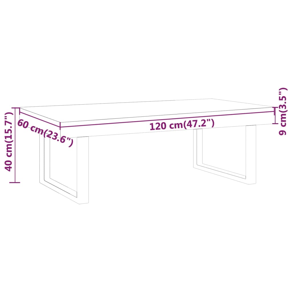 vidaXL Coffee Table Dark Brown and Black 120x60x40 cm MDF and Iron