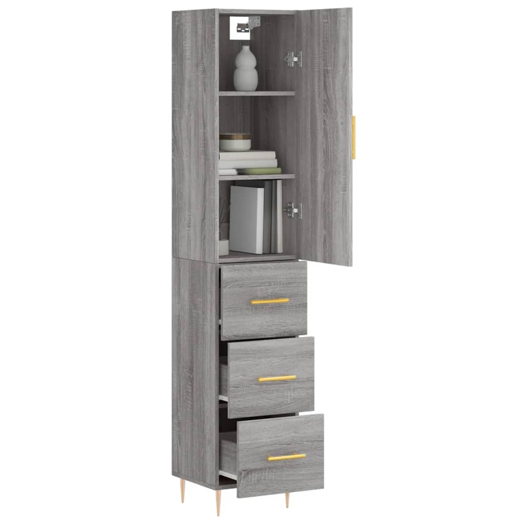 vidaXL Highboard Grey Sonoma 34.5x34x180 cm Engineered Wood