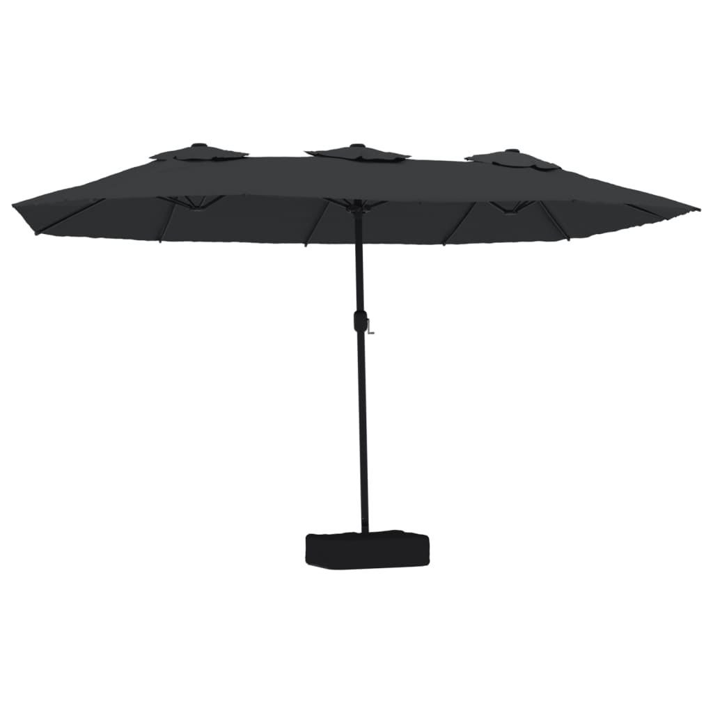 vidaXL Double-Head Garden Parasol with LEDs Black 449x245 cm