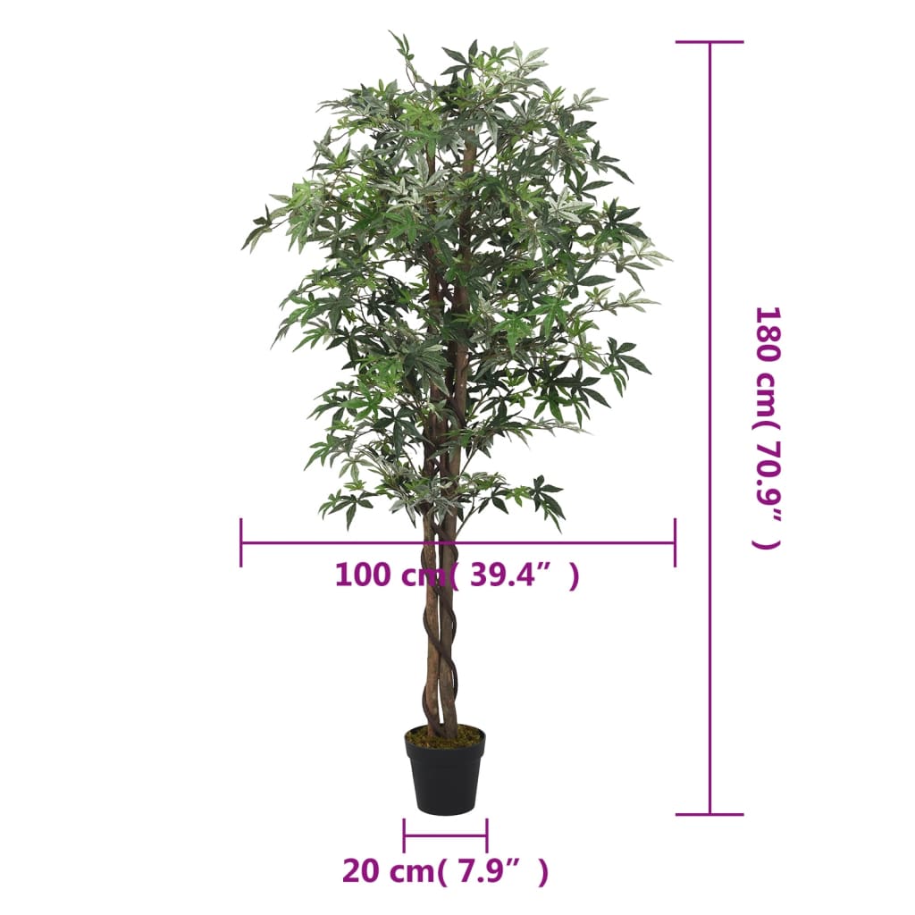 vidaXL Artificial Maple Tree 672 Leaves 180 cm Green