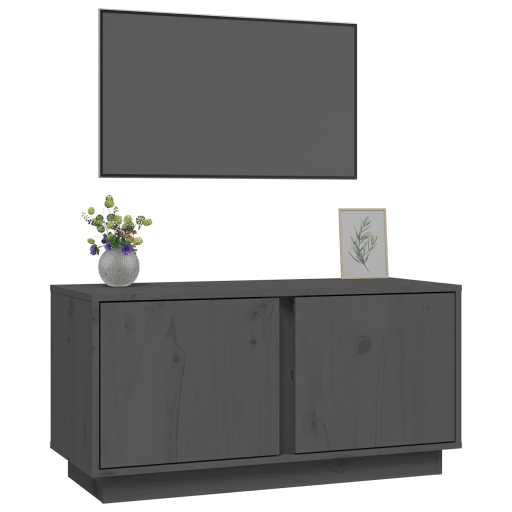 vidaXL TV Cabinet Grey 80x35x40.5 cm Solid Wood Pine