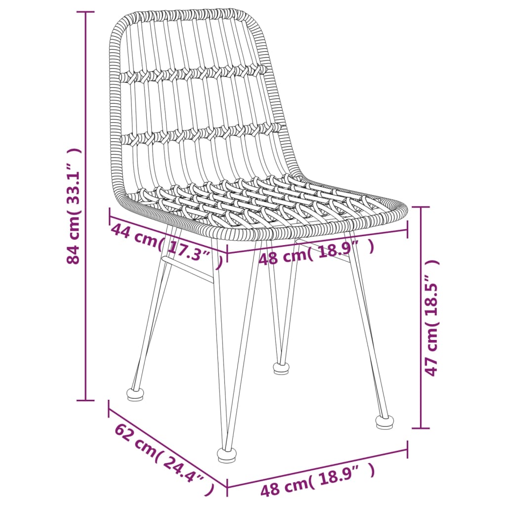 vidaXL 3 Piece Garden Dining Set Poly Rattan