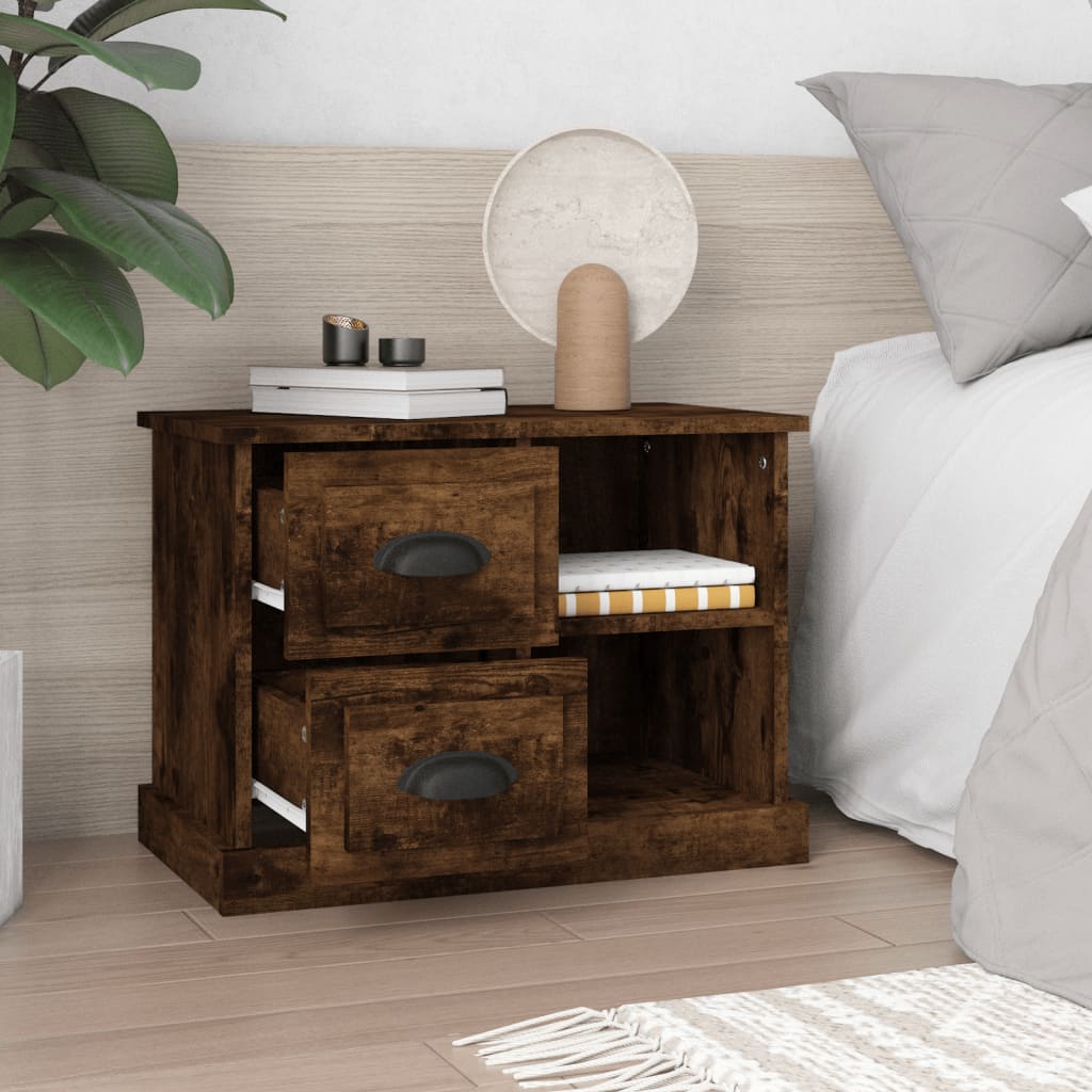 vidaXL Bedside Cabinet Smoked Oak 60x35.5x45 cm