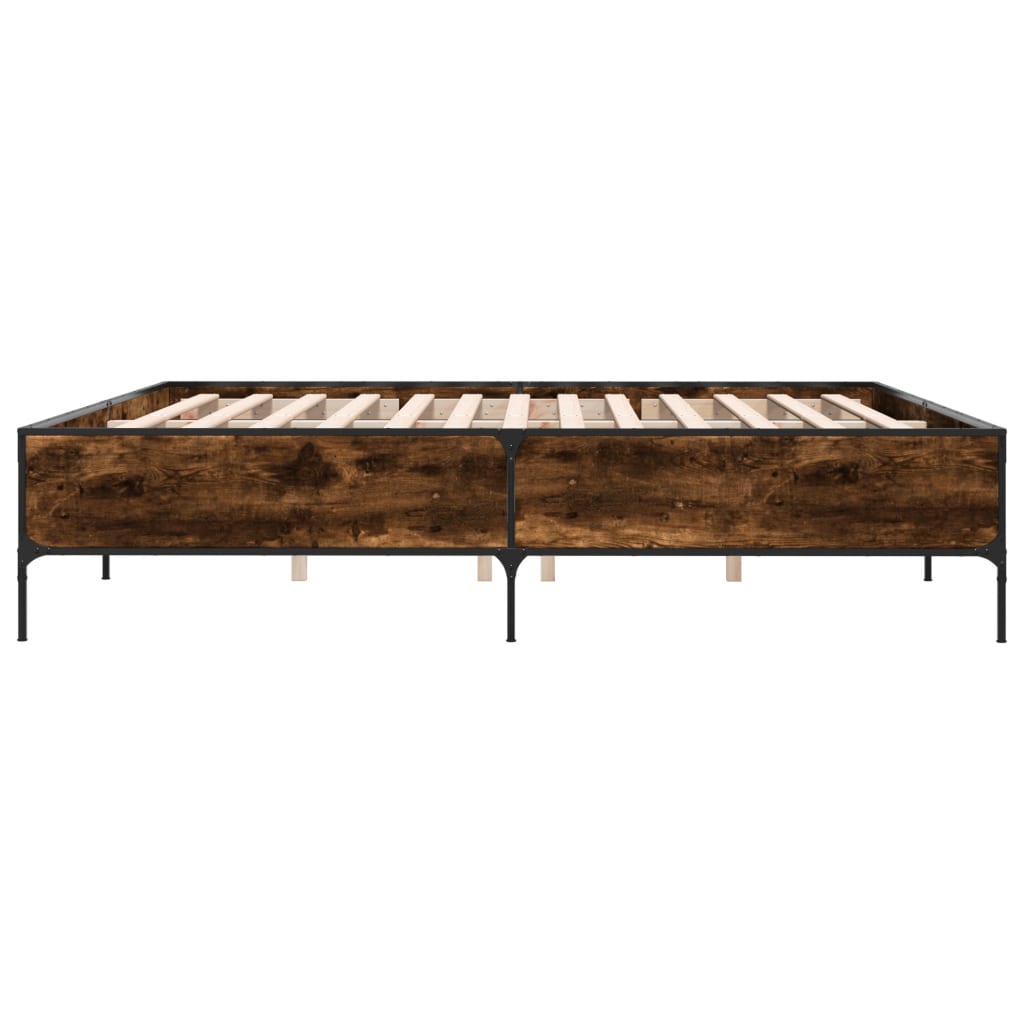 vidaXL Bed Frame without Mattress Smoked Oak 180x200 cm Super King