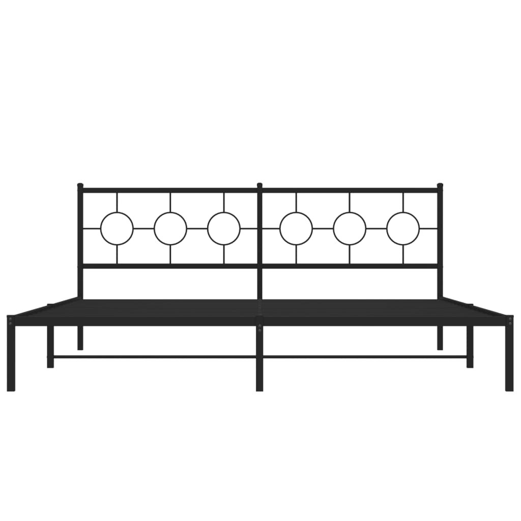 vidaXL Metal Bed Frame without Mattress with Headboard Black 193x203 cm