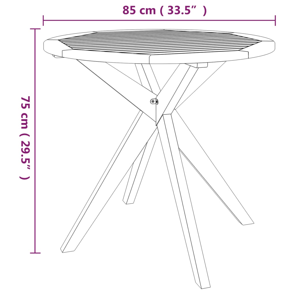 vidaXL Garden Table 85x85x75 cm Solid Wood Acacia