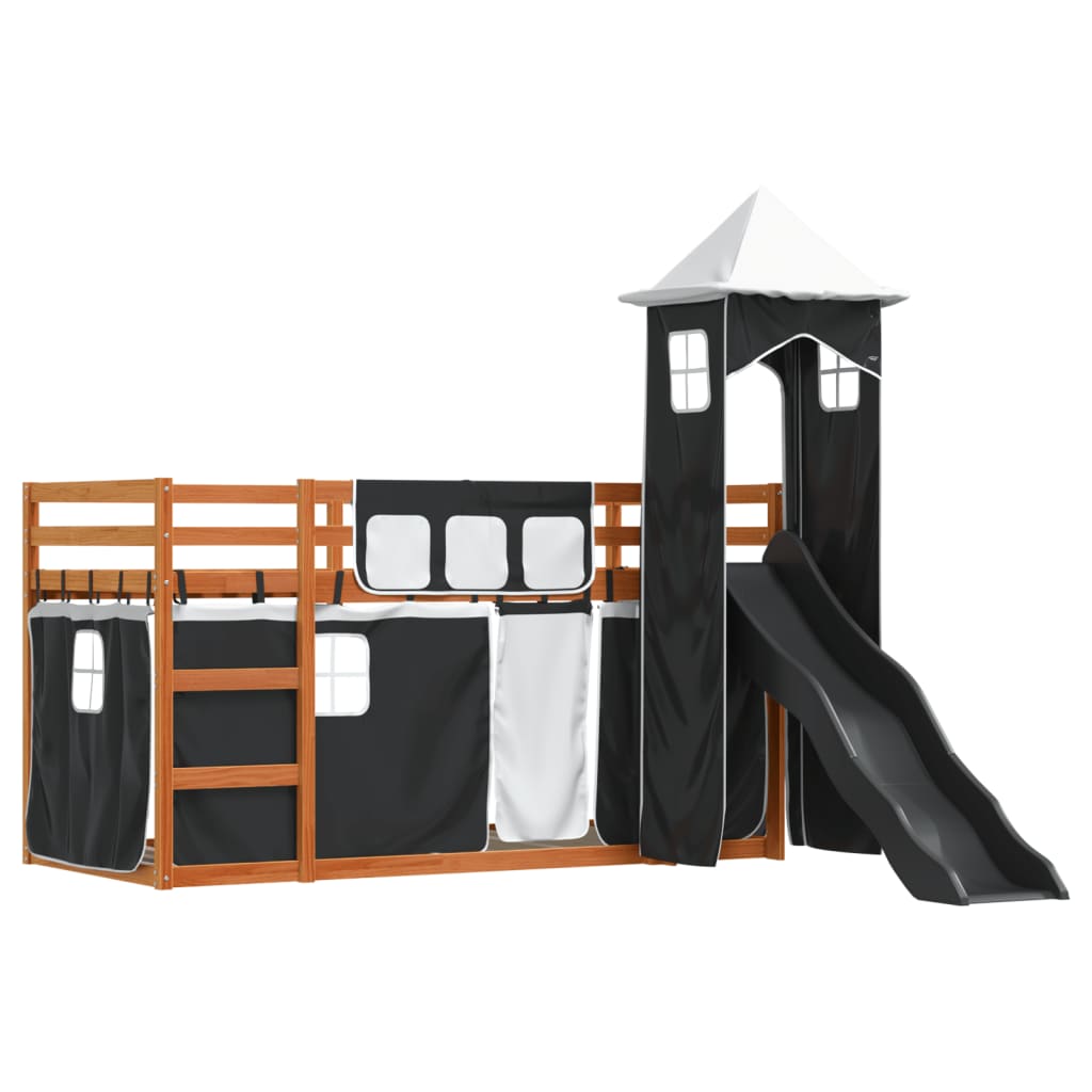 vidaXL Bunk Bed without Mattress with Slide White and Black 90x190 cm Single