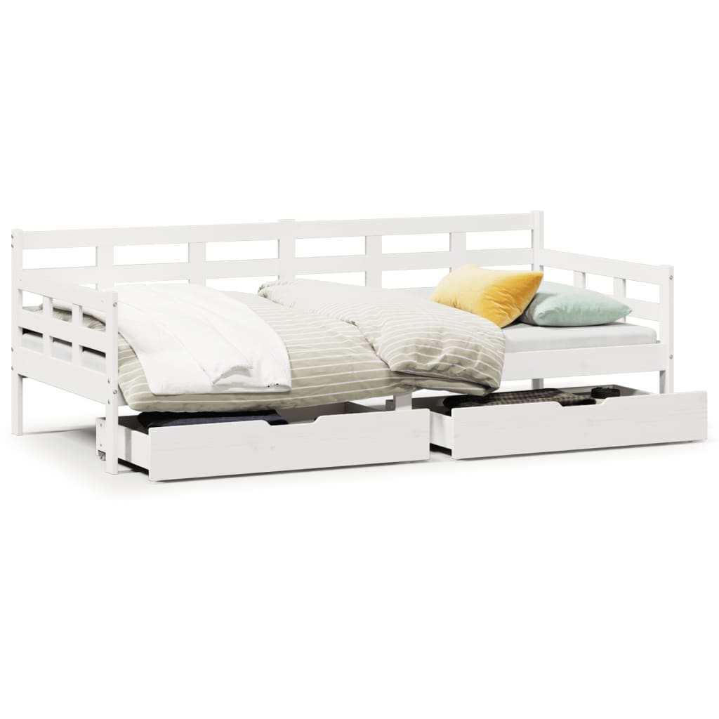 vidaXL Daybed with Drawers without Mattress White 80x200 cm Solid Wood