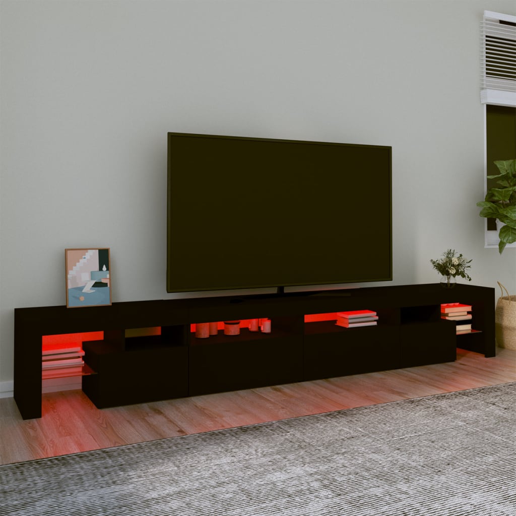 vidaXL TV Cabinet with LED Lights Black 260x36.5x40 cm