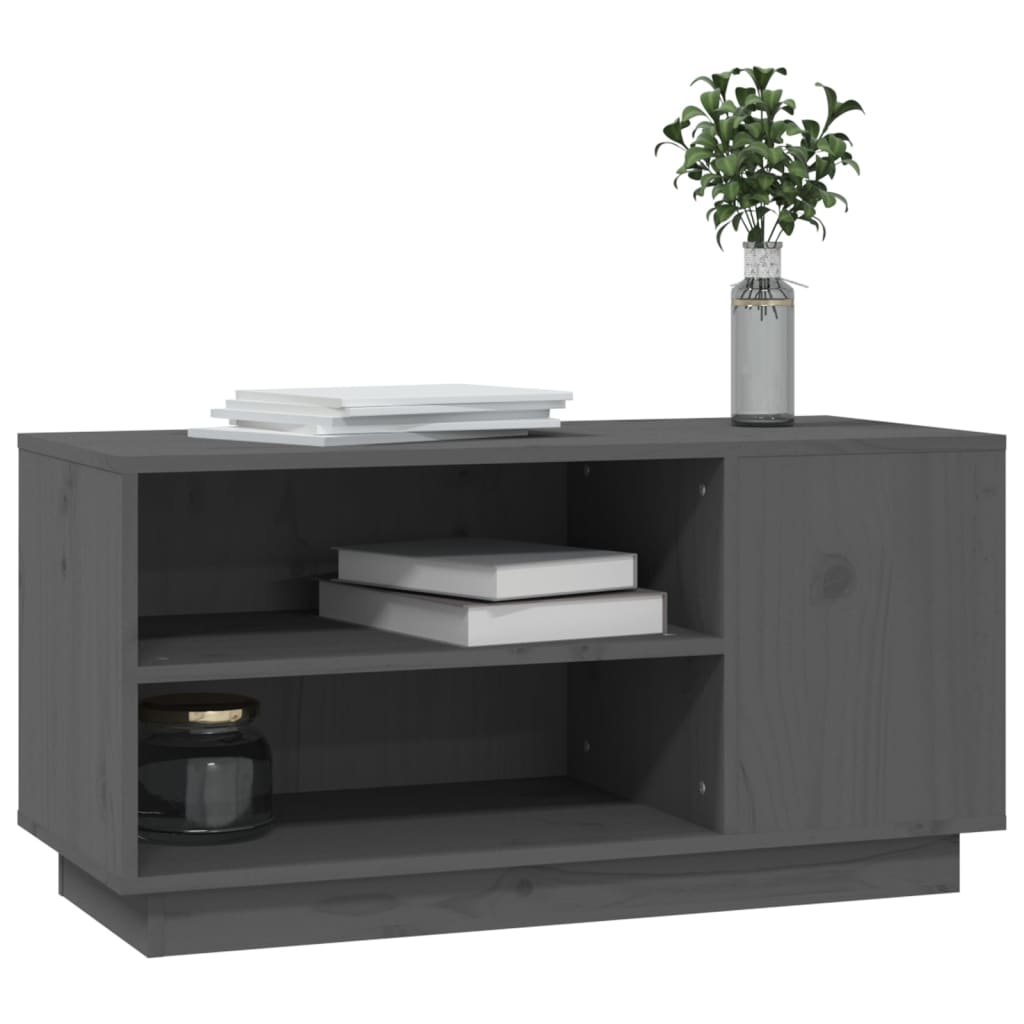 vidaXL TV Cabinet Grey 80x35x40.5 cm Solid Wood Pine