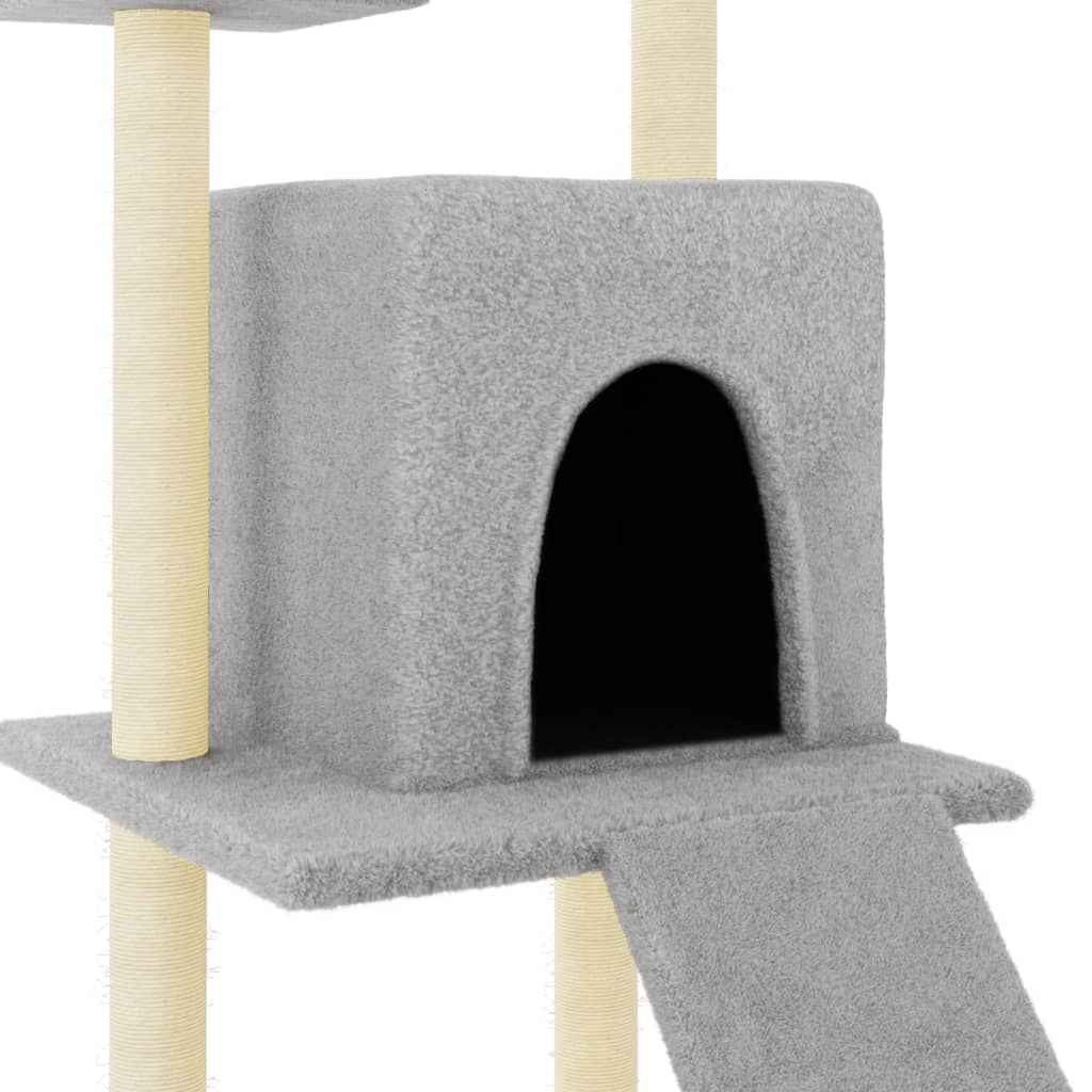 vidaXL Cat Tree with Sisal Scratching Posts Light Grey 110 cm