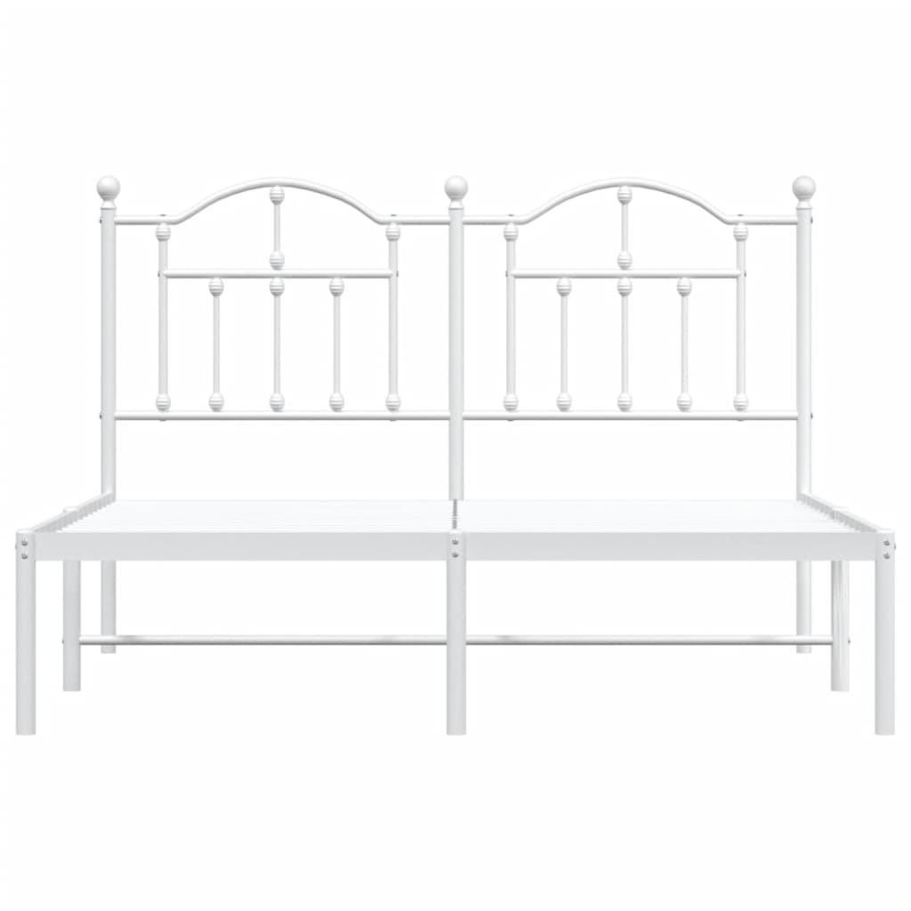 vidaXL Metal Bed Frame without Mattress with Headboard White 140x190 cm