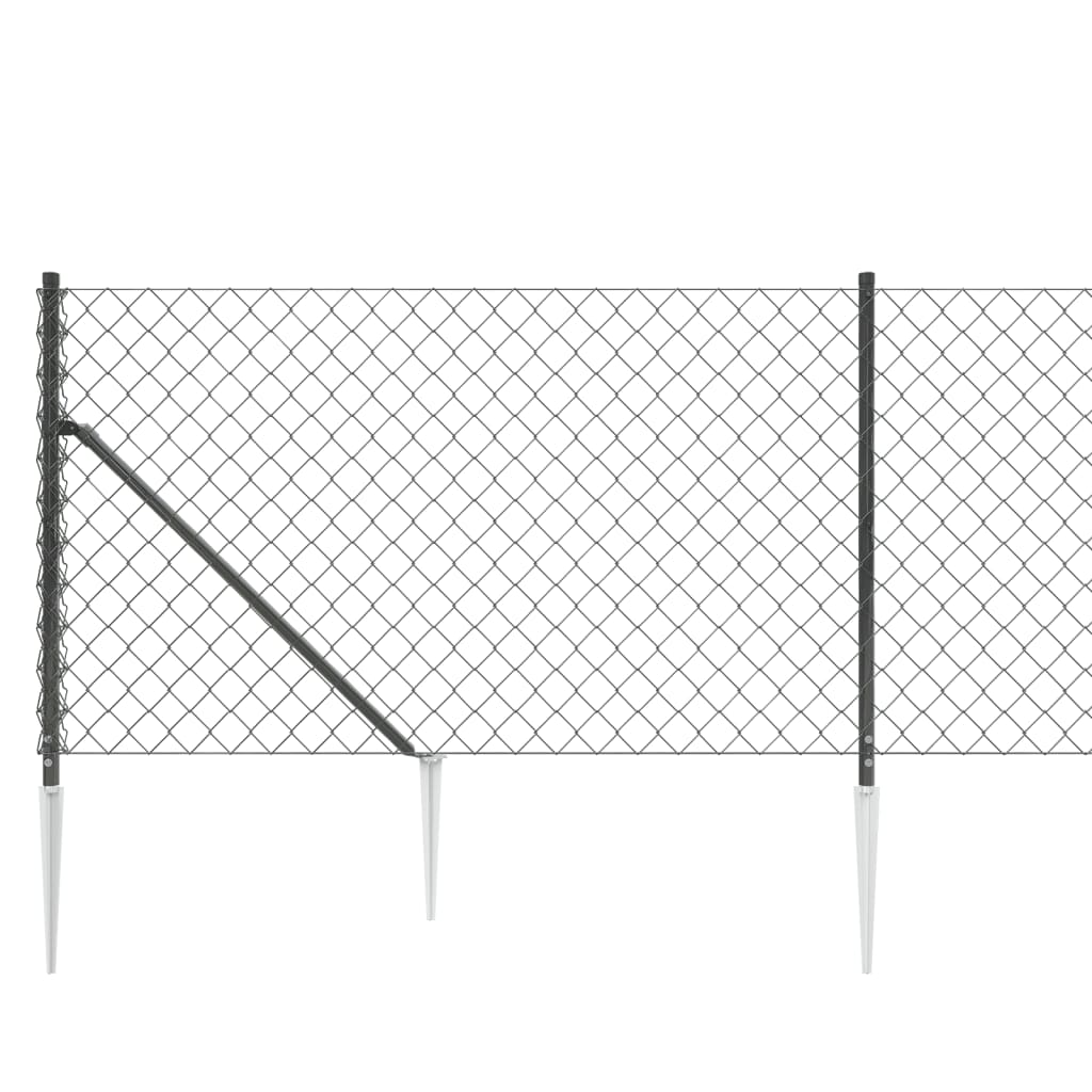 vidaXL Chain Link Fence with Spike Anchors Anthracite 1x25 m