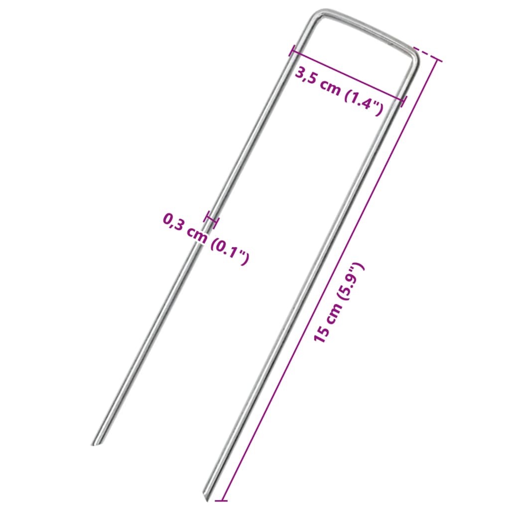 vidaXL Ground Pegs U Shape 25 pcs 15x3.5 cm Galvanised steel