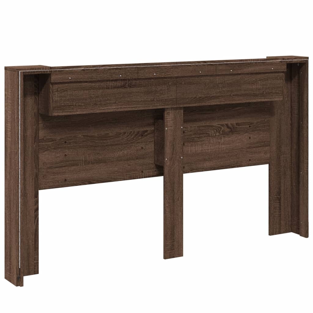 vidaXL Headboard Cabinet with LED Brown Oak 180x16.5x103.5 cm