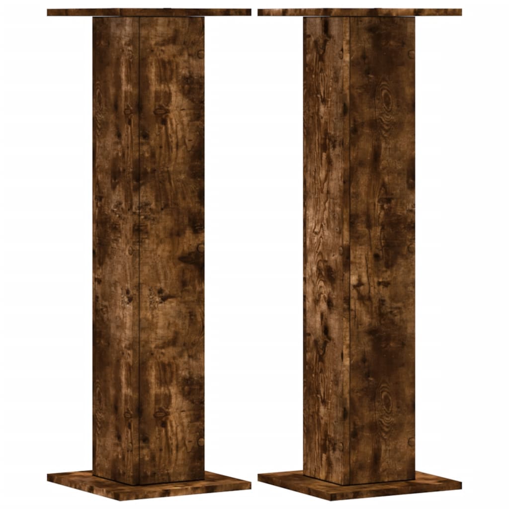 vidaXL Speaker Stands 2 pcs Smoked Oak 30x30x95 cm Engineered Wood